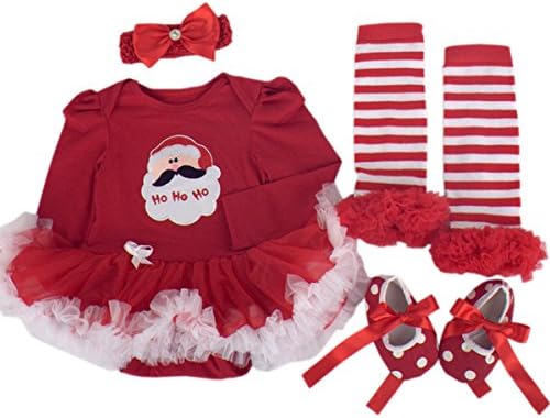 TANZKY® Infant Girl Christmas Romper Costume (US Size 3M for 0~6months, Santa Claus Style)