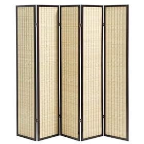 Clayton 5 - panel Bamboo Room Divider, FIVE-PANEL, CHERRY