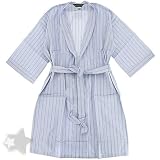 Light Blue Striped Cotton Bath Robe for Men