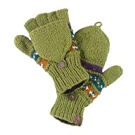 Turtle Fur Artisan Made - Tyler, Hand Knit in Nepal, 100% Wool, Fleece Lined, Flip Back Fingerless Glove/Mittens