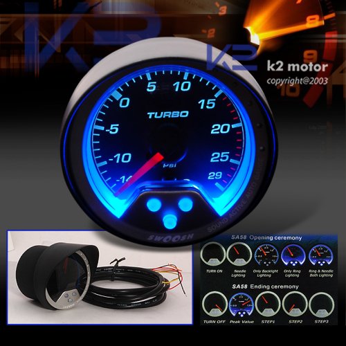 Swoosh Jdm 2" Led Turbo Boost Gauge Meter Universal