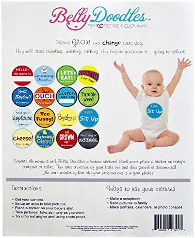 Belly Doodles 16 Baby Month Stickers Achievements Milestones 3.94inch (Boys)