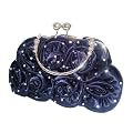 New Diamante Satin Silk Rose Flower Evening Party Handbag