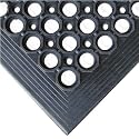 Rubber-Cal 1/2" Dura-Chef Natural Rubber Anti-Fatigue Kitchen Drainage Mat - Black in color - 1/2" x 36" x 60"