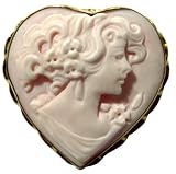 Master Carved Pink Conch Shell Heart Cameo Pin Pendant