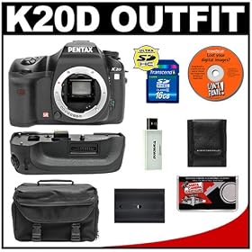 Pentax K20D Digital SLR Camera + Pentax D-BG2 Battery Grip + 16GB Card + D-LI50 Battery +... by Pentax