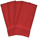 DII 100% Cotton, Machine Washable, Classic, Everyday Kitchen Basic, Waffle Terry Dishtowel, 15 x 26", Set of 4- Red