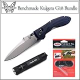 Benchmade Knife 930SBK Kulgera G10 Black/Blue Layered With Pocket PAL Manual Knife Sharpener And Fenix Compact Keychain Flashlight Bundle