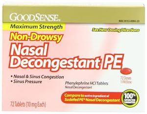 Good Sense Nasal Decongestant Phenylephrine HCl 10 mg tablets, 72-count