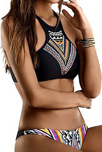 Gritu Womens Halter Tankini Two Piece High Neck Bikini Beach Swimsuit Beachwear Multicoloured Medium Gritu Womens Halter Tankini Two Piece High Neck Bikini Beach Swimsuit Beachwear Multicoloured Medium