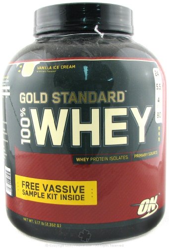Optimum Nutrition Gold Standard 100% Instantized Whey, Vanilla Ice Cream, 5.17-Pound Tub, Expires 01/2010