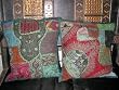 2 Green Red Decorative Tribal Embroidered Sari Toss Pillow Cushion Covers