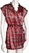 Apparel : Cinema Etoile Women's Red Tartan Charmeuse Babydoll And Wrap Set With Matching Thong