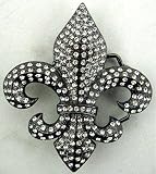 51zOPu%2BT8yL. SL160  Crystal Encrusted Fleur de Lis Rhinestone Belt Buckle