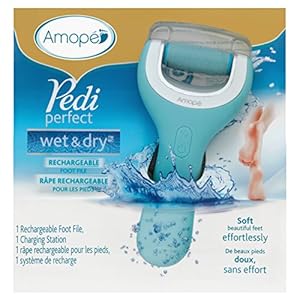 Amopé Pedi Perfect Wet & Dry Electronic Foot File, Regular Coarse - Waterproof, Rechargeable, Cordless, Dual Speed