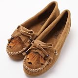 Minnetonka(ミネトンカ) フェザー キルティ モカシン スペシャル/Feather Kilty Moccasin Special/フェザー(羽)モチーフ&ウッドビーズ/460/462/467 (467:トープ, 6inch(約23cm))