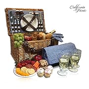 Picnic Basket Set for 4 Person | Picnic Hamper Set | Folding Picnic Blanket | Picnic Table Set | Picnic Plates | Picnic Supplies | Summer Picnic Kit | Picnic Utensils | Picnic Cutlery Set Flatware Set
