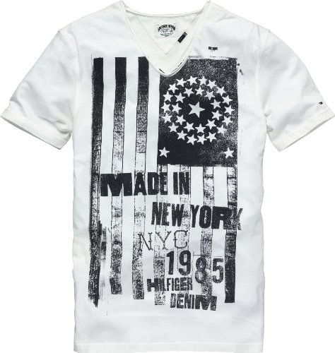 Hilfiger Denim Herren T-Shirt Slim Fit Reese cn tee s/s / 1957805465, Gr. 46 (S), Wei&szlig; (10 Preisvergleich