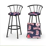 2 Boston Red Sox Baseball Soft FleeceMLB Custom Black Barstools with Backrest...