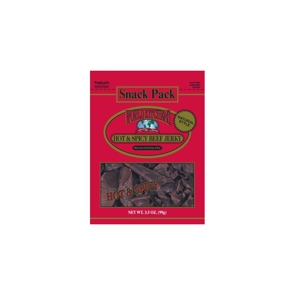 World Kitchens Hot Spicy Beef Jerky 3 5 Ounce Bags Pack Of 6