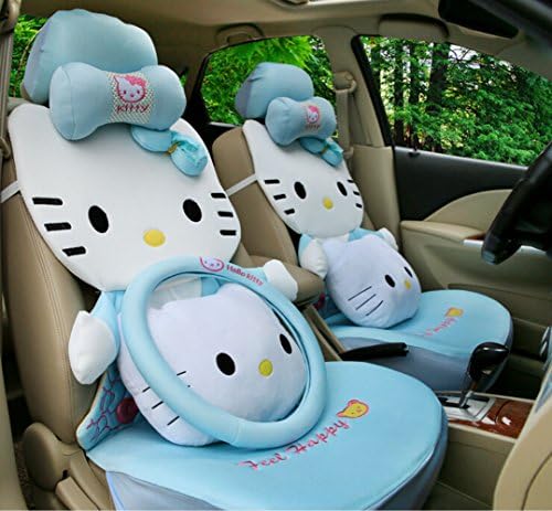 14pcs Hello Kitty Auto Car Front Rear Seat Cover Cushion Set 5-10 Days Delivery (Blue)