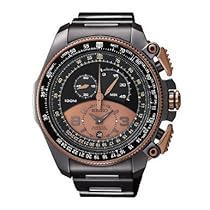 Big Sale Seiko Kinetic Super Limited Edition Black Steel Rose Gold Watch - SNL068