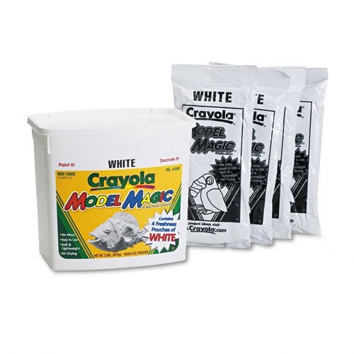 Crayola 57-4400 Model Magic Modeling Compound, 2-lb. Bucket, White, Four 8-oz. Pouches