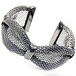 Hematite Tone Tied Mesh Cuff Fashion Bracelet