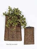 Pack of 4 Spring Serenity Brown Rattan Hanging Wall Pocket Baskets
