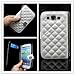 Luxury Lambskin 3D Bling Crystal Diamond PU Leather Wallet Chain Card Holder Flip Case Cover For Smart Mobile Phones (ZTE ZMax Z970 , White )
