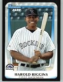 2011 Bowman Draft Prospects Baseball Card # BDPP21 Harold Riggins - Colorado Rockies (Draft Pick / Prospect / RC - Extended Rookie Card) MLB Trading Card in Screwdown Case!