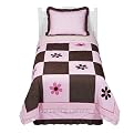 Pam's Petals 3-pc. Bedding Set - Pink/ Brown (Twin)