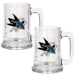 San Jose Sharks NHL 2pc 15oz Glass Tankard Set- Primary Logo by Great American Products