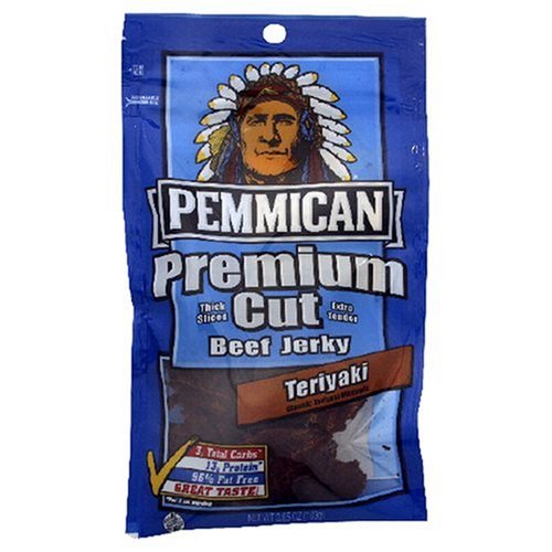Pemmican Premium Cut Beef Jerky, Teriyaki, 3.65-Ounce Bags (Pack of 12)