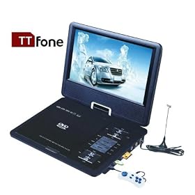TTfone - 9.5 inch Portable DVD Player - Colour TFT LCD TV / DVD With 270 degree Swivel and Rechargable Battery - Supports Game Music Photo SD/MMC Card USB DVD/DVD-Rom