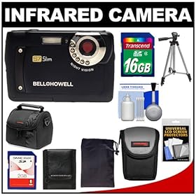 Cameras Cheap 2013 : Bell & Howell S7 Slim Digital Camera with Infrared Night Vision (Black) with Pouch & 2GB + 16GB Card + Tripod + 2 Cases + Accessory Kit The Cheapest