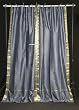 Tie Top Gray Silk Sari Drapes, Panels, saree Curtains