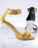 Cork-look ankle-wrap sandal