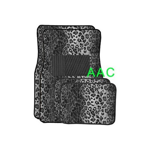 A Set of 4 Universal Fit Animal Print Carpet Floor Mats for Cars / Truck - Snow Leopard