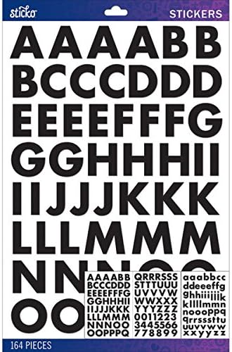 Brand New Sticko Alphabet Stickers-Black Futura Bold Large Brand New