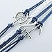 Susenstone®Bracelet Nautical Rudder Anchor Blue Leather Rope Bangle
