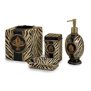 Set of 4 Funky & Fun Zebra Animal Print Bathroom Accessories