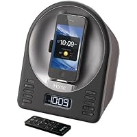 iHome iA63 App-Enhanced Alarm Clock FM Radio Stereo Speaker System with Motorized Rotating Dock for iPhone and iPod (Black)