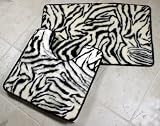 Zebra Faux Fur Bath Rug Set - 2 Piece