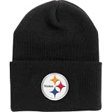 PITTSBRUGH STEELERS Cuffed Knit Beanie Hat Scully Black w/Embroidered Team Logo