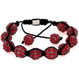 Royal Diamond Ruby Red Shamballa Swarovski Crystal Stone Balls Shamballa Bracelet (9 COLORS TO CHOOSE FROM)