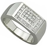 1.00 Ct.T.W. Princess Cut Diamonds, White 14K Gold. Men's Diamond Ring