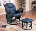 Navy Blue Leather Like Glider Rocker With Ottoman By Coaster Furniture