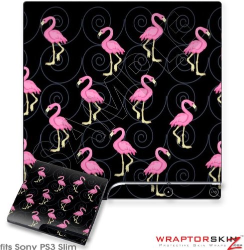 Sony PS3 Slim Skin - Flamingos on Black