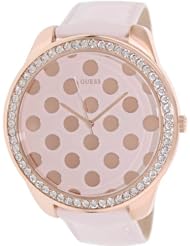 GUESS U0258L3 Womens Pink Patent Leather Strap Watch.